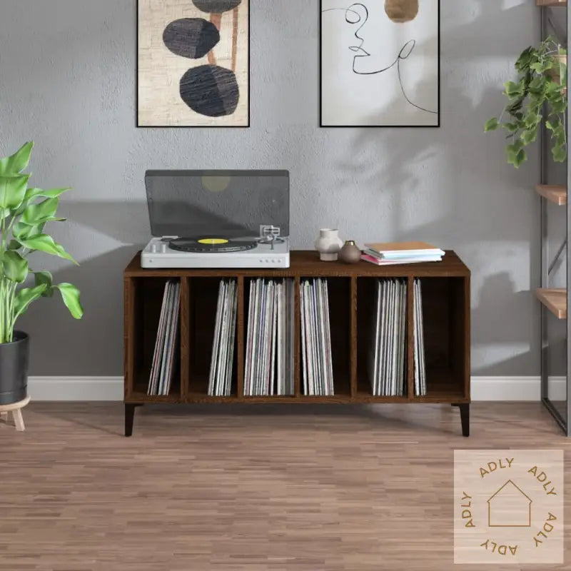 Hifi-Benk Brun Eik 100X38X48 Cm Konstruert Tre