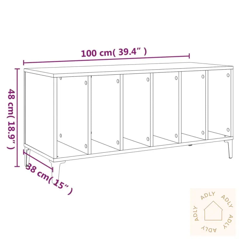 Hifi-Benk Brun Eik 100X38X48 Cm Konstruert Tre