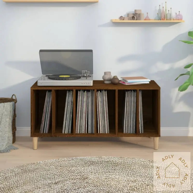 Hifi-Benk Brun Eik 100X38X48 Cm Konstruert Tre