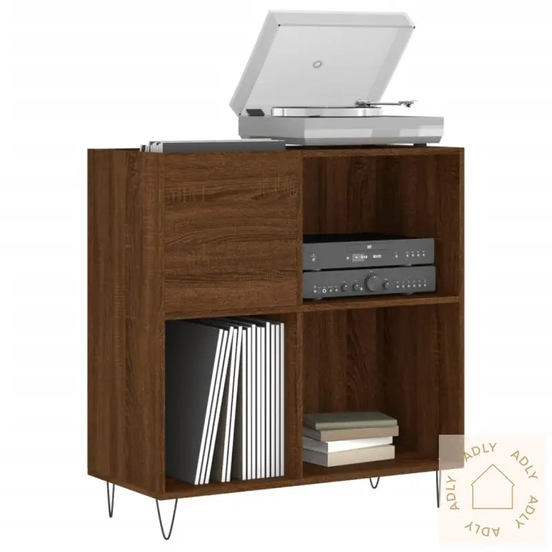 Hifi-Benk Brun Eik 84,5X38X89 Cm Konstruert Tre