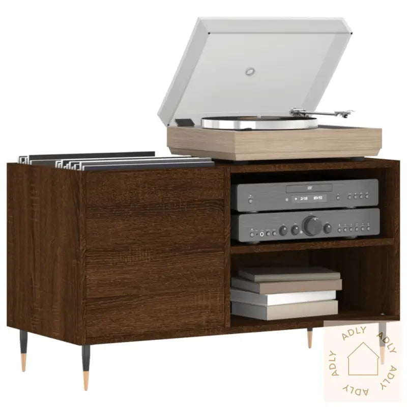 Hifi-Benk Brun Eik 85X38X48 Cm Konstruert Tre