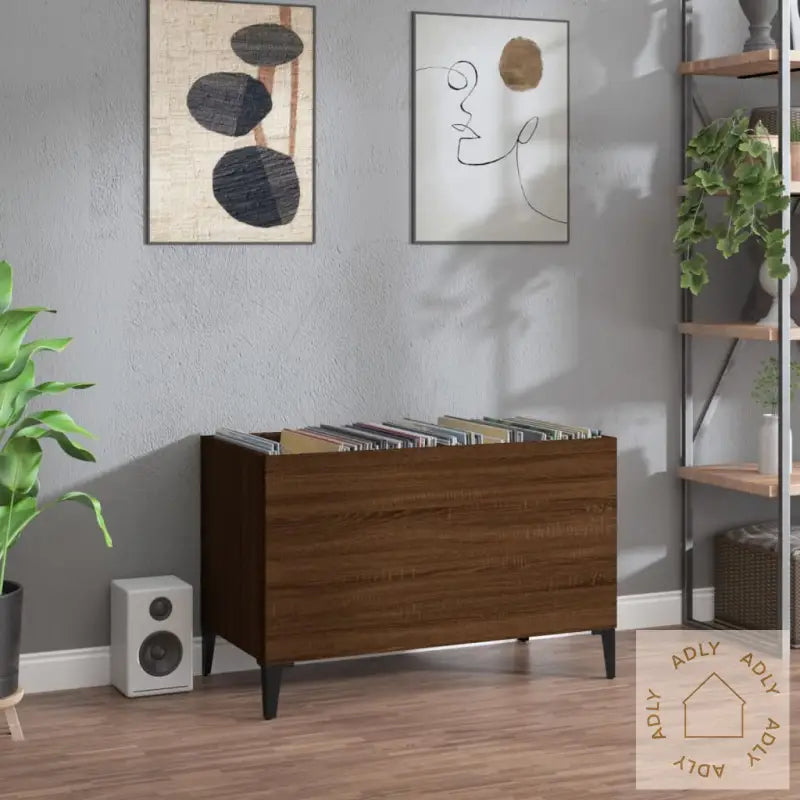 Hifi-Benk Brun Eik 74,5X38X48 Cm Konstruert Tre