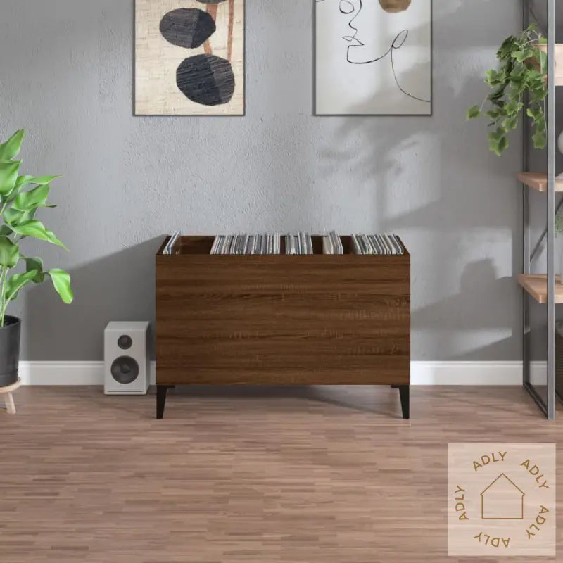 Hifi-Benk Brun Eik 74,5X38X48 Cm Konstruert Tre