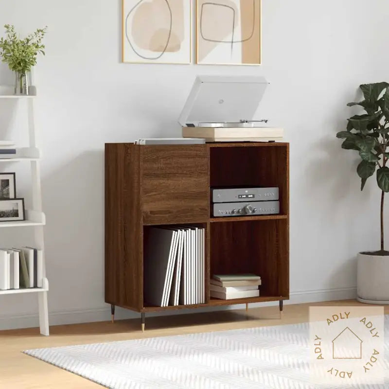 Hifi-Benk Brun Eik 84,5X38X89 Cm Konstruert Tre