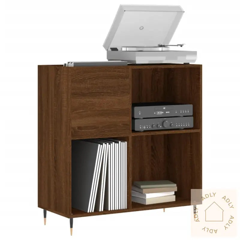 Hifi-Benk Brun Eik 84,5X38X89 Cm Konstruert Tre