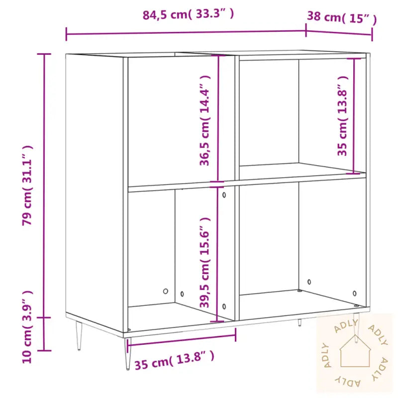 Hifi-Benk Brun Eik 84,5X38X89 Cm Konstruert Tre