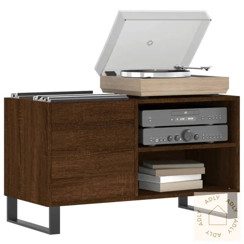 Hifi-Benk Brun Eik 85X38X48 Cm Konstruert Tre