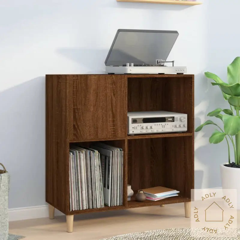 Hifi-Benk Brun Eik 84,5X38X89 Cm Konstruert Tre