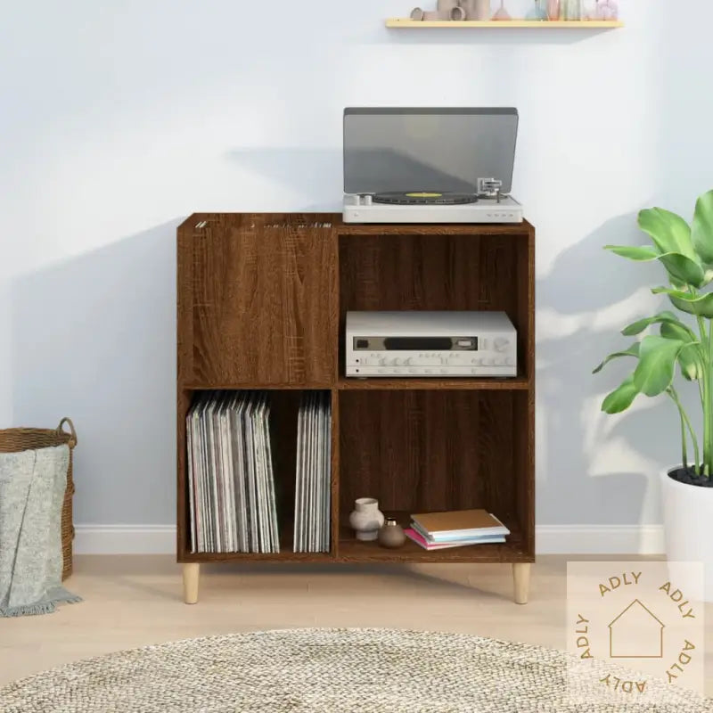 Hifi-Benk Brun Eik 84,5X38X89 Cm Konstruert Tre