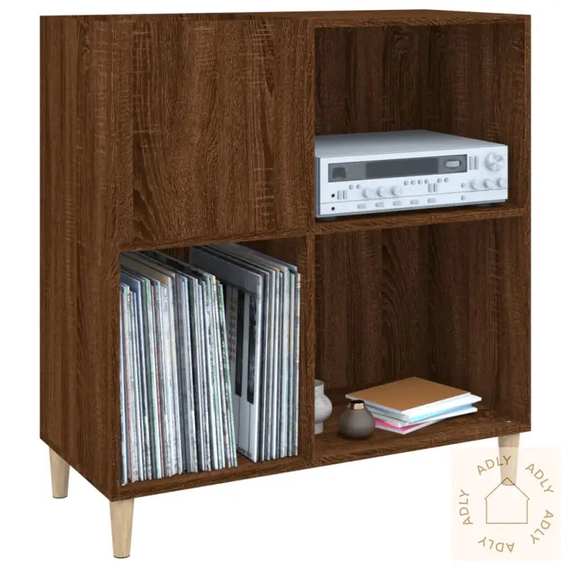 Hifi-Benk Brun Eik 84,5X38X89 Cm Konstruert Tre