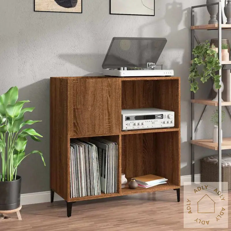 Hifi-Benk Brun Eik 84,5X38X89 Cm Konstruert Tre