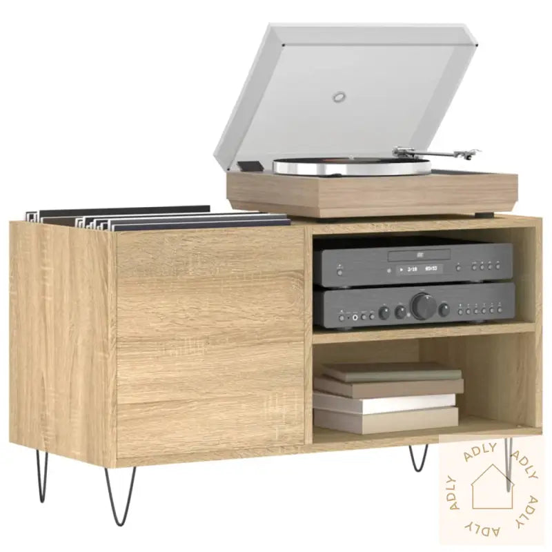 Hifi-Benk Sonoma Eik 85X38X48 Cm Konstruert Tre