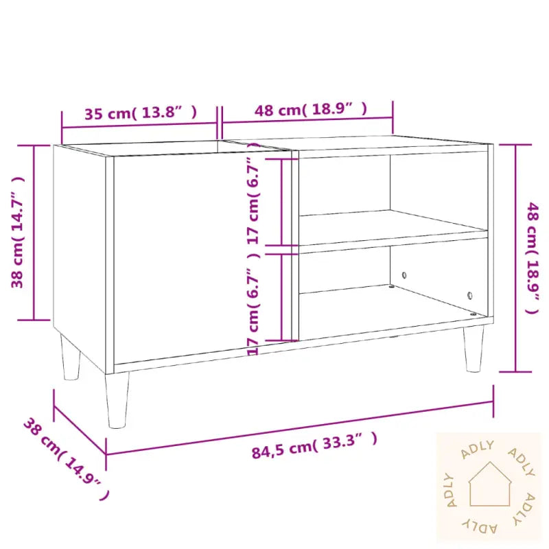 Hifi-Benk Sonoma Eik 84,5X38X48 Cm Konstruert Tre