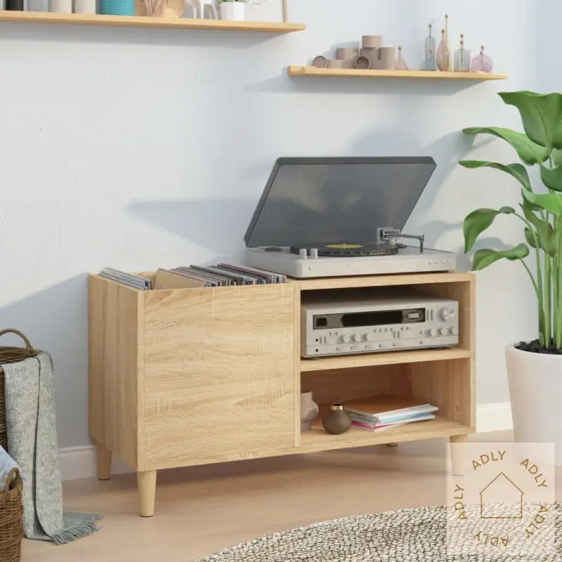 Hifi-Benk Sonoma Eik 84,5X38X48 Cm Konstruert Tre