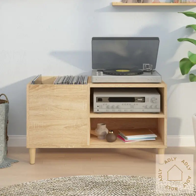 Hifi-Benk Sonoma Eik 84,5X38X48 Cm Konstruert Tre