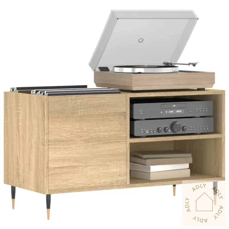 Hifi-Benk Sonoma Eik 85X38X48 Cm Konstruert Tre