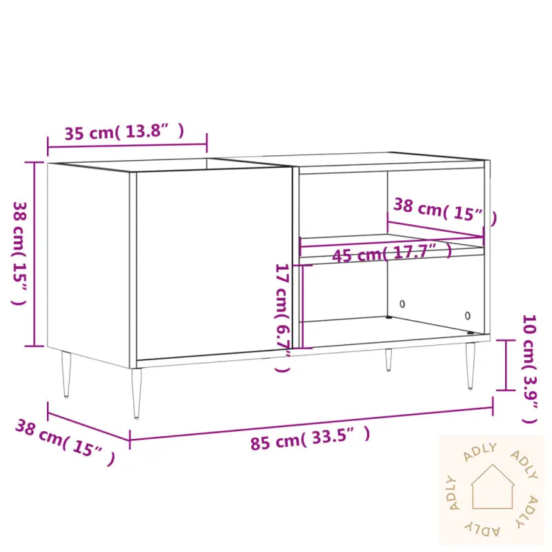 Hifi-Benk Sonoma Eik 85X38X48 Cm Konstruert Tre