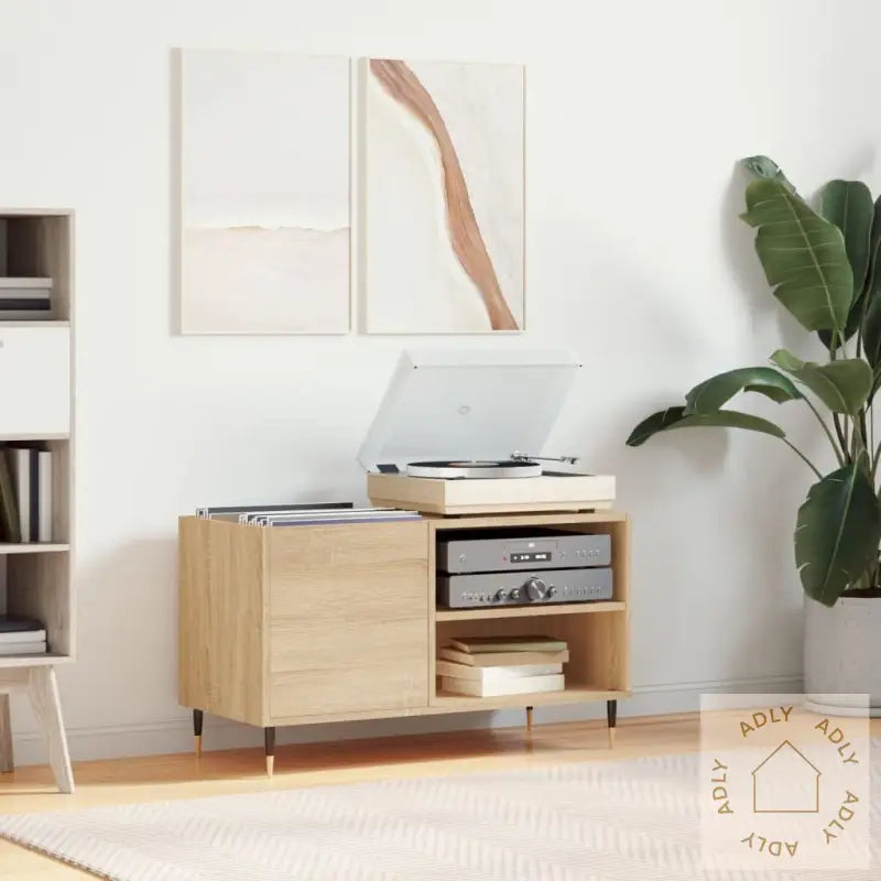 Hifi-Benk Sonoma Eik 85X38X48 Cm Konstruert Tre