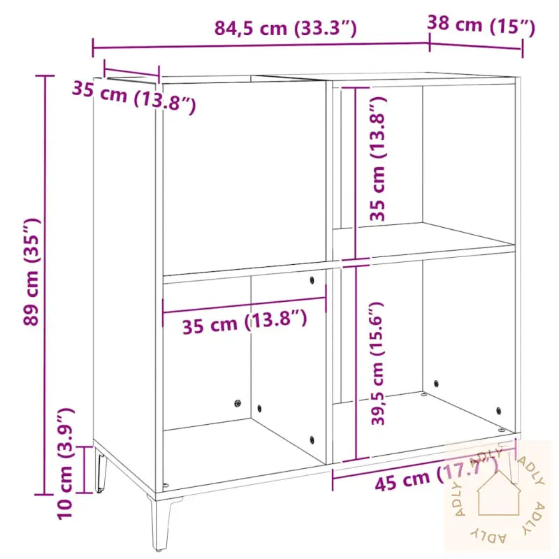 Hifi-Benk Sonoma Eik 84,5X38X89 Cm Konstruert Tre