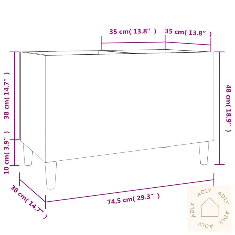 Hifi-Benk Sonoma Eik 74,5X38X48 Cm Konstruert Tre