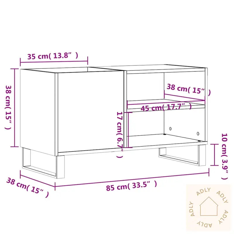 Hifi-Benk Sonoma Eik 85X38X48 Cm Konstruert Tre