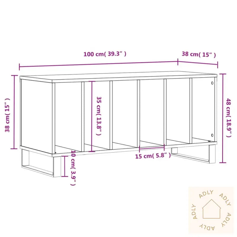Hifi-Benk Sonoma Eik 100X38X48 Cm Konstruert Tre