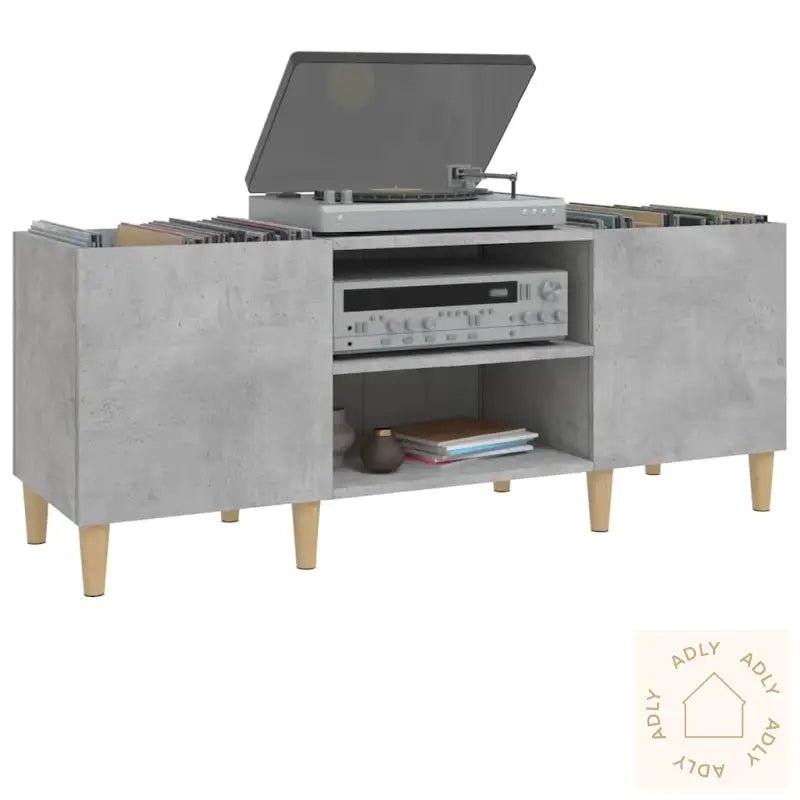 Hifi-Benk Betonggrå 121X38X48 Cm Konstruert Tre