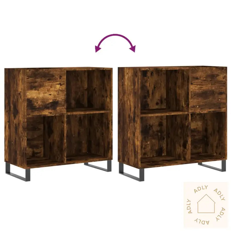 Hifi-Benk Røkt Eik 84,5X38X89 Cm Konstruert Tre