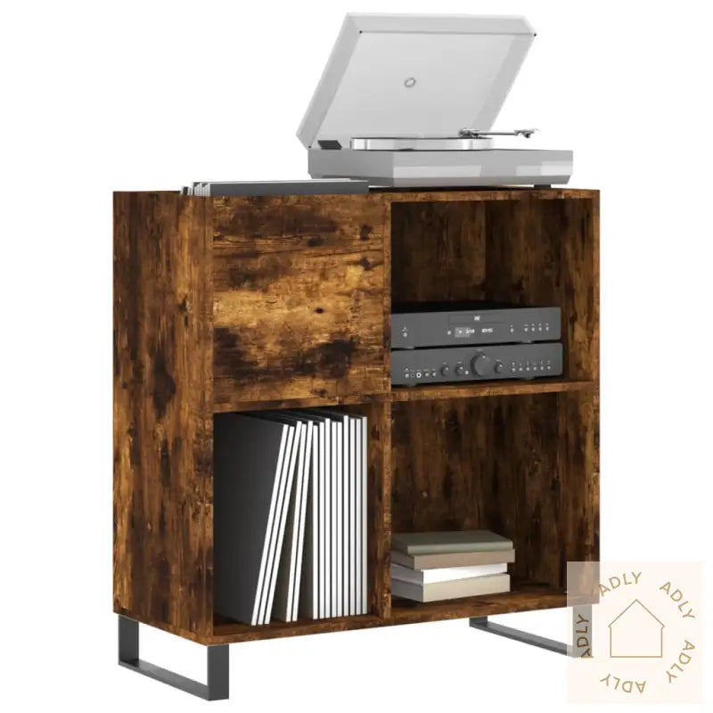 Hifi-Benk Røkt Eik 84,5X38X89 Cm Konstruert Tre