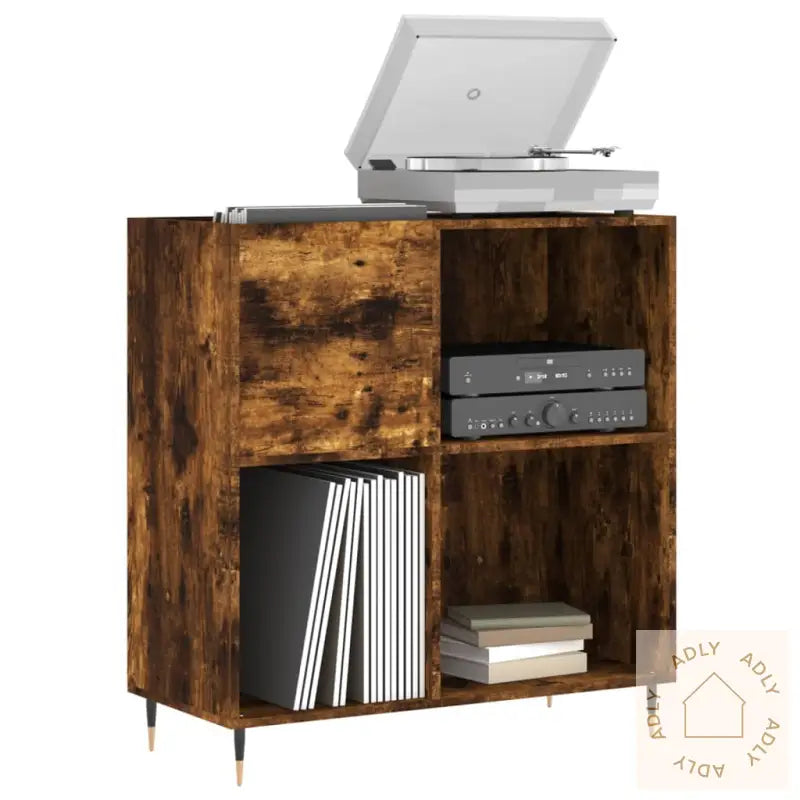 Hifi-Benk Røkt Eik 84,5X38X89 Cm Konstruert Tre