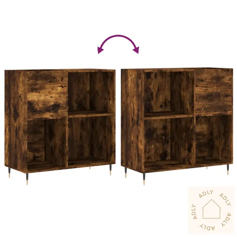 Hifi-Benk Røkt Eik 84,5X38X89 Cm Konstruert Tre