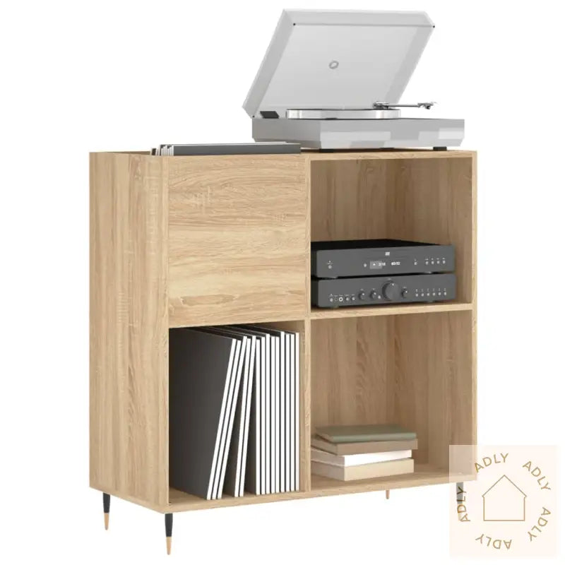 Hifi-Benk Sonoma Eik 84,5X38X89 Cm Konstruert Tre