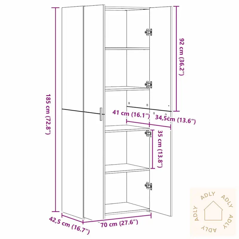 Highboard Artisan Oak 70X42.5X185 Cm Konstruert Tre