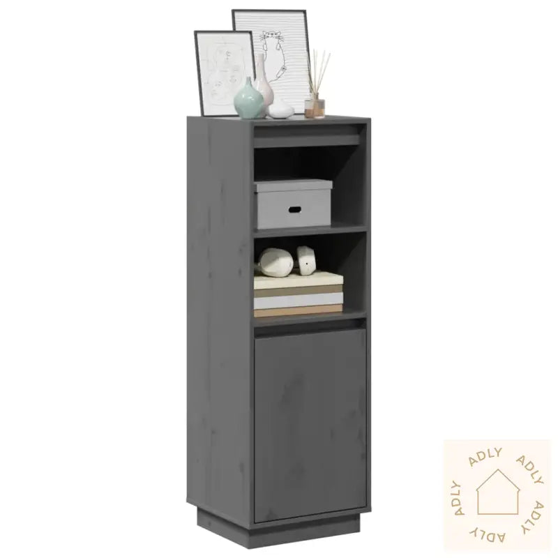 Highboard Grå 37X34X110 Cm Heltre Furu
