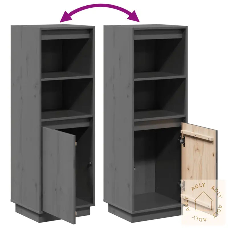 Highboard Grå 37X34X110 Cm Heltre Furu