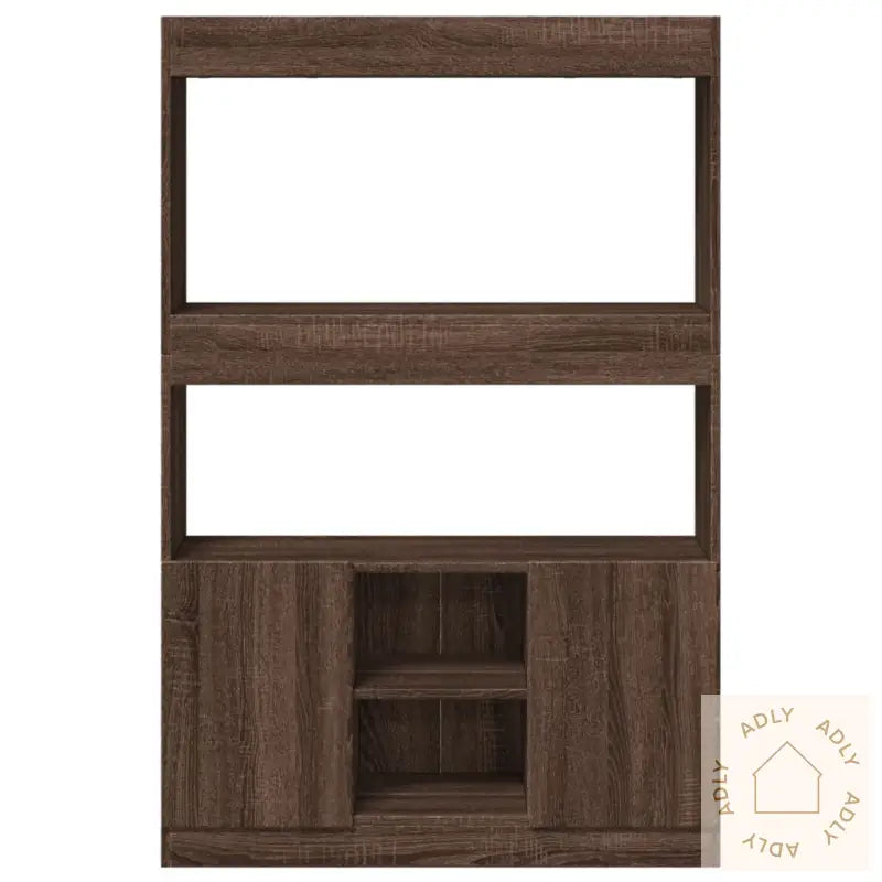 Highboard Brun Eik 92X33X140 Cm Konstruert Tre