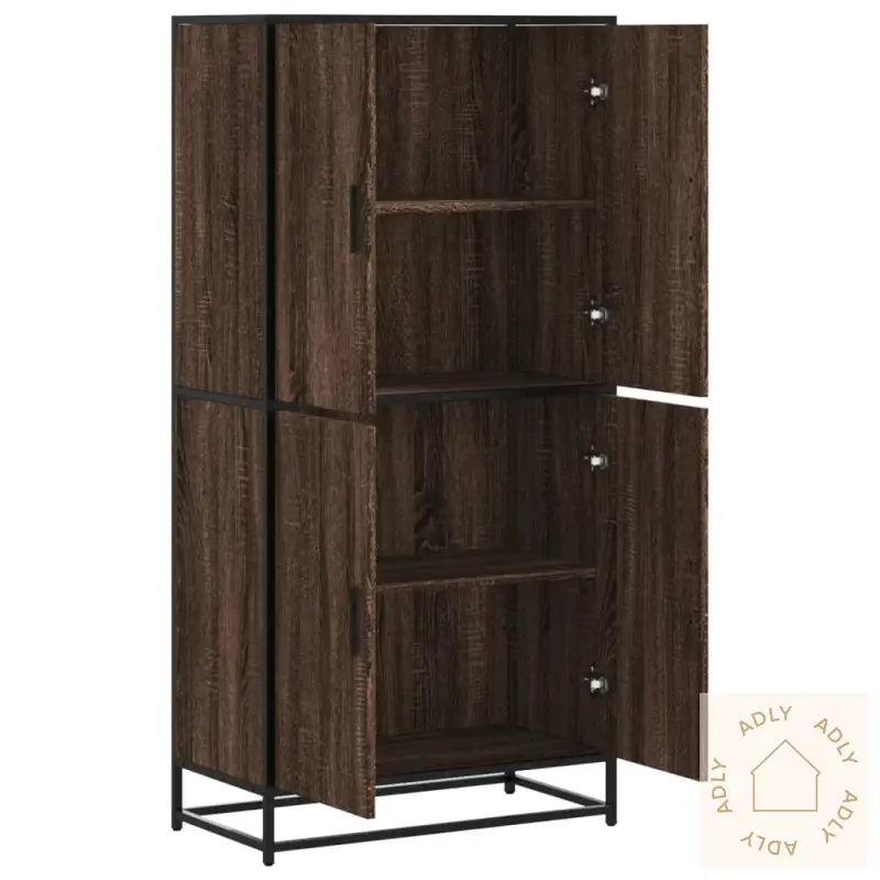 Highboard Brun Eik 68X35X139 Cm Konstruert Tre