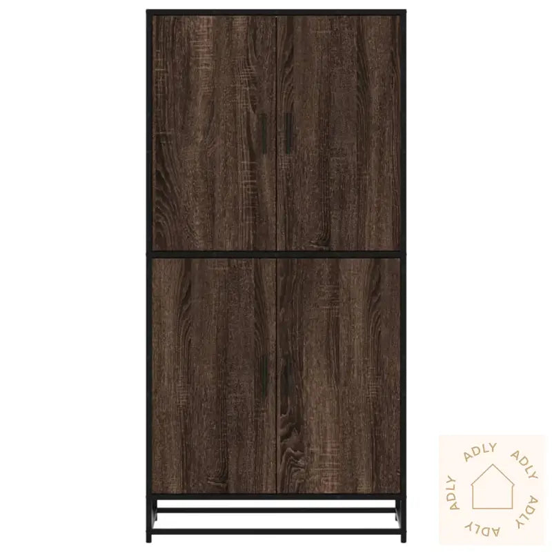 Highboard Brun Eik 68X35X139 Cm Konstruert Tre