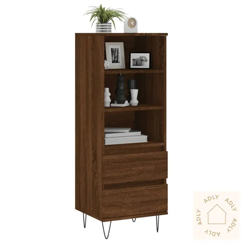 Highboard Brun Eik 40X36X110 Cm Konstruert Tre