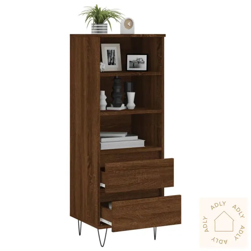 Highboard Brun Eik 40X36X110 Cm Konstruert Tre
