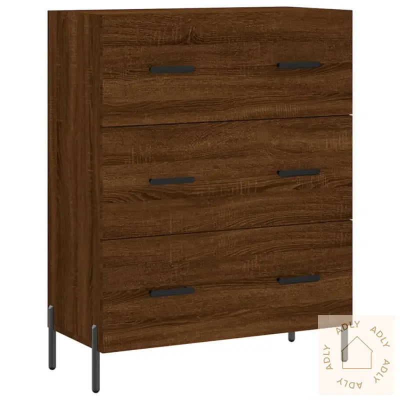 Highboard Brun Eik 69,5X34X180 Cm Konstruert Tre