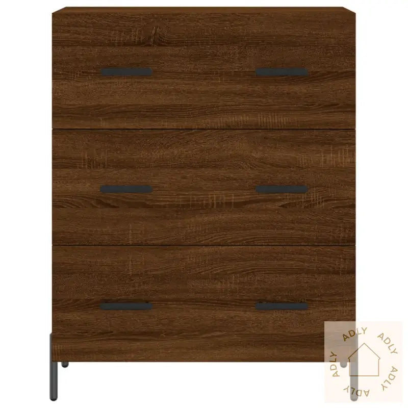 Highboard Brun Eik 69,5X34X180 Cm Konstruert Tre