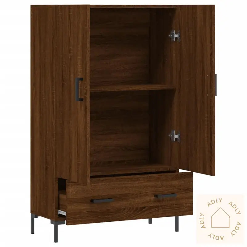 Highboard Brun Eik 69,5X31X115 Cm Konstruert Tre