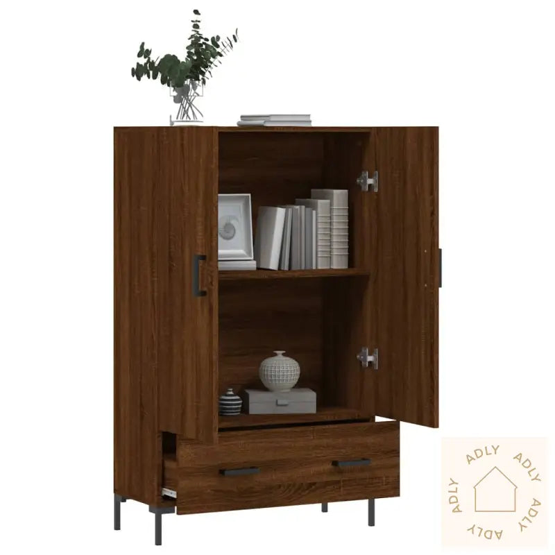 Highboard Brun Eik 69,5X31X115 Cm Konstruert Tre