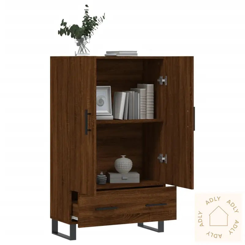 Highboard Brun Eik 69,5X31X115 Cm Konstruert Tre