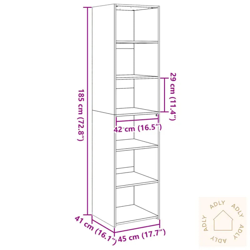 Highboard Brun Eik 45X41X185 Cm Konstruert Tre