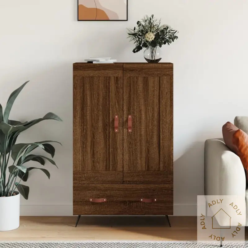 Highboard Brun Eik 69,5X31X115 Cm Konstruert Tre