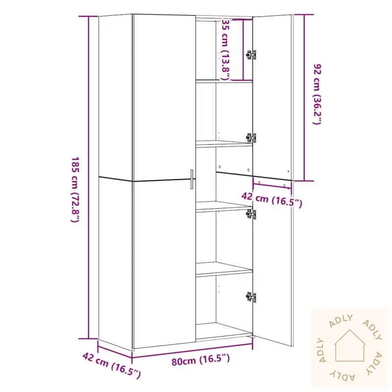 Highboard Svart Eik 40X42.5X185 Cm Treverk