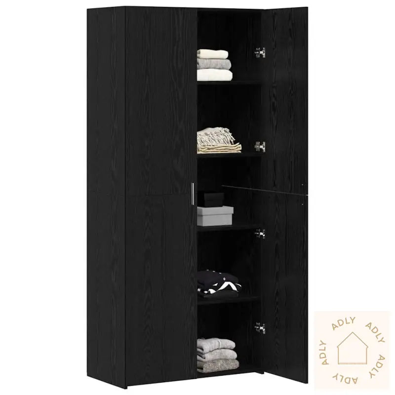 Highboard Svart Eik 40X42.5X185 Cm Treverk
