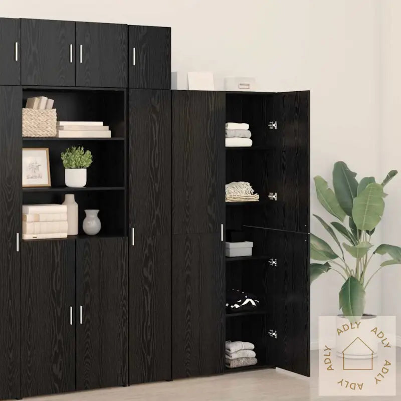 Highboard Svart Eik 40X42.5X185 Cm Treverk